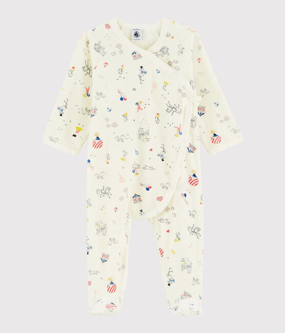 Pelele de terciopelo con estampado para bebé niña blanco MARSHMALLOW/blanco MULTICO