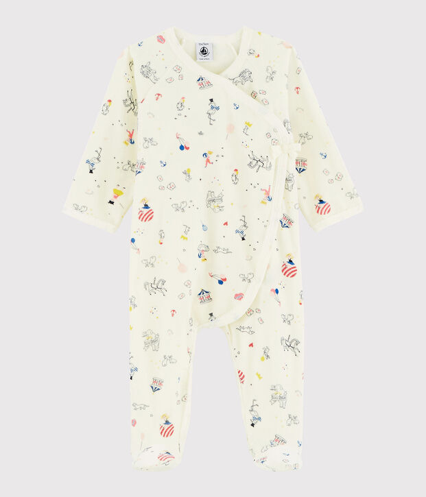Pelele de terciopelo con estampado para beb&eacute; ni&ntilde;a blanco/multicolor