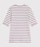 Camiseta de algod&oacute;n de manga corta a rayas para mujer blanco/rojo