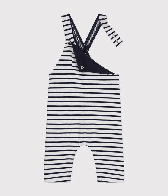 Peto largo de doble jersey a rayas para bebé blanco MARSHMALLOW/azul SMOKING