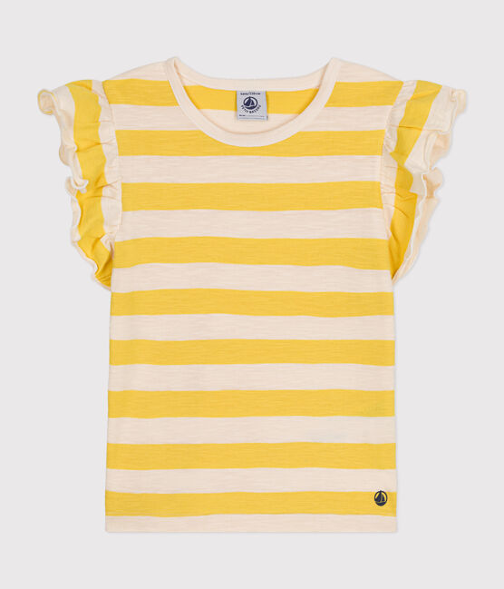 Camiseta de punto flameado a rayas para niña amarillo NECTAR/ AVALANCHE