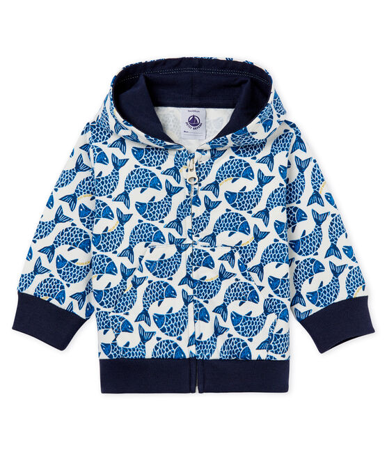 Sudadera de punto estampada con capucha y cremallera para bebé niño blanco MARSHMALLOW/blanco MULTICO