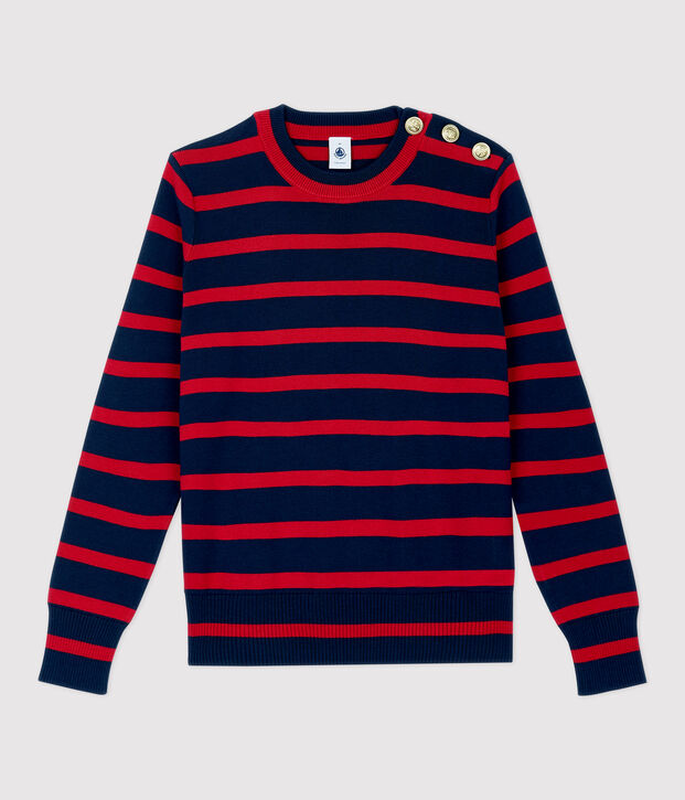Jersey marinero de algod&oacute;n de mujer azul/rojo