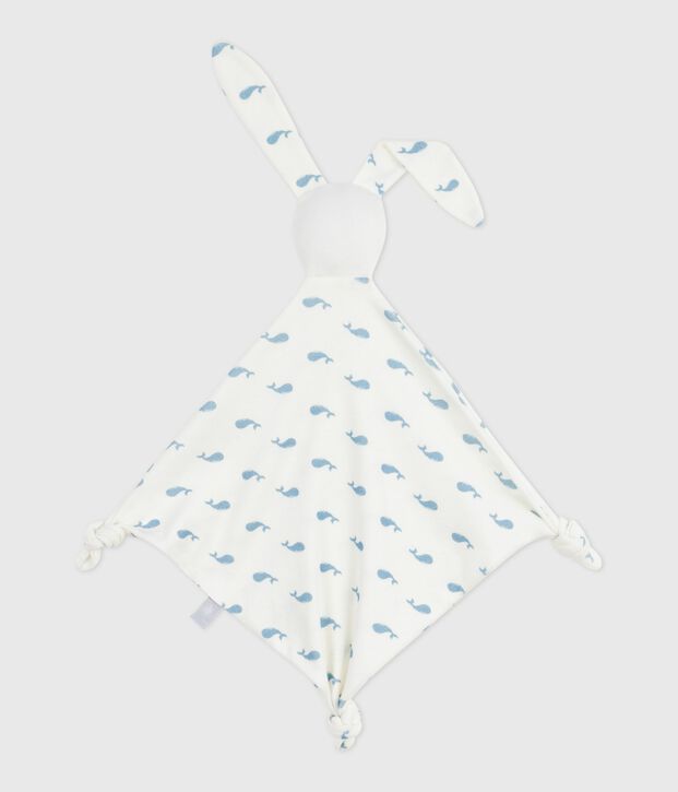 Doudou de algod&oacute;n con estampado de ballena para beb&eacute; blanco/azul