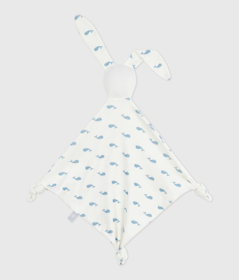 Doudou de algod&oacute;n con estampado de ballena para beb&eacute; blanco/azul