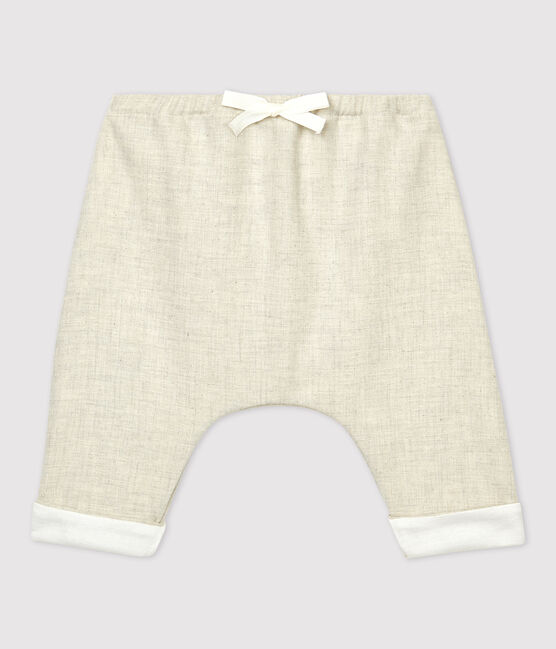 Pantalón de bebé de franela de algodón orgánico beige MONTELIMAR CHINE