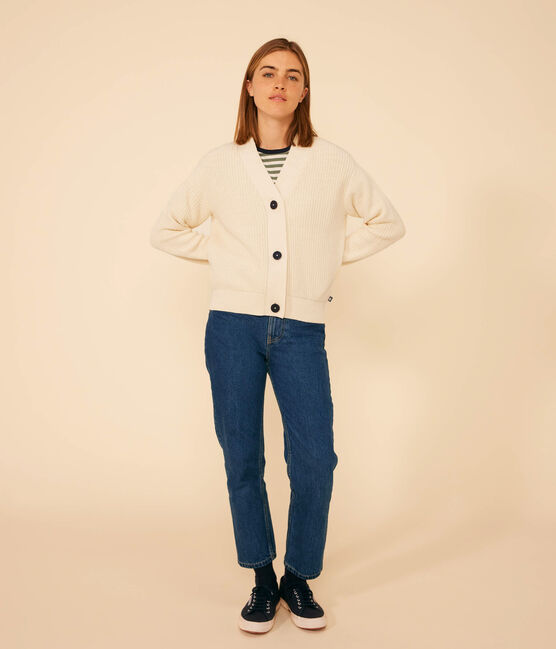 Cárdigan de punto inglés de algodón para mujer crudo AVALANCHE