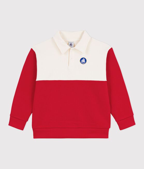 Sudadera infantil tipo polo de algodón rojo MILK/ POMPIER
