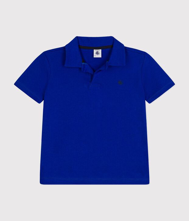 Polo de manga corta de algod&oacute;n para ni&ntilde;o azul