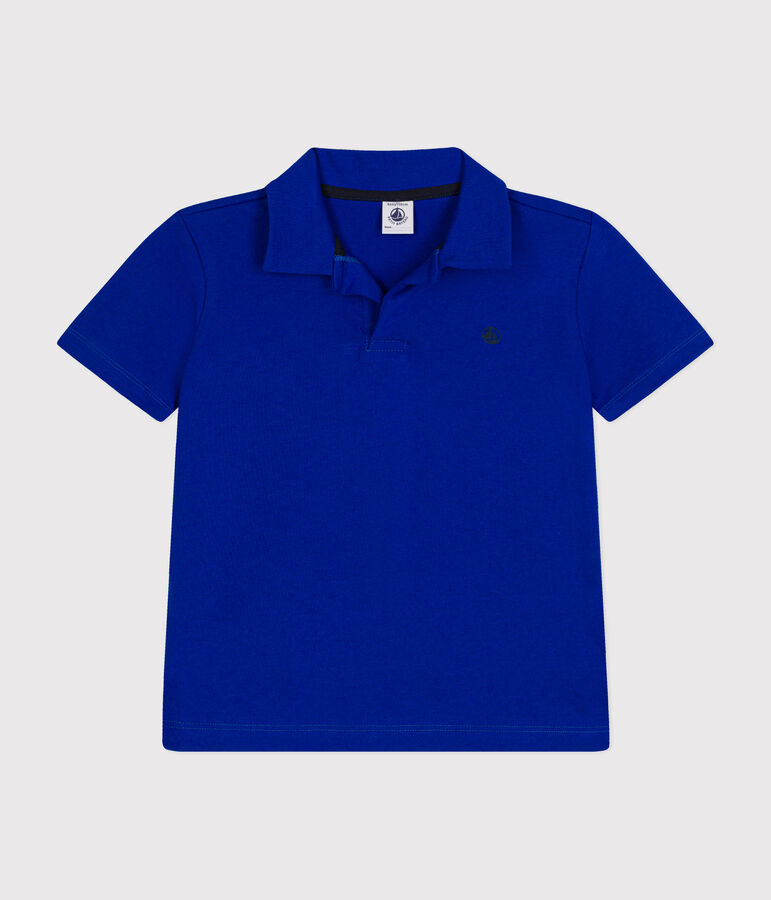 Polo de manga corta de algod&oacute;n para ni&ntilde;o azul
