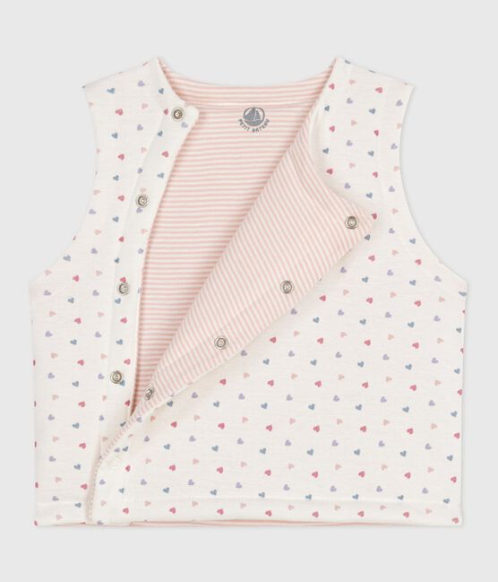 Chaleco reversible de algodón estampado para bebé blanco MARSHMALLOW/blanco MULTICO
