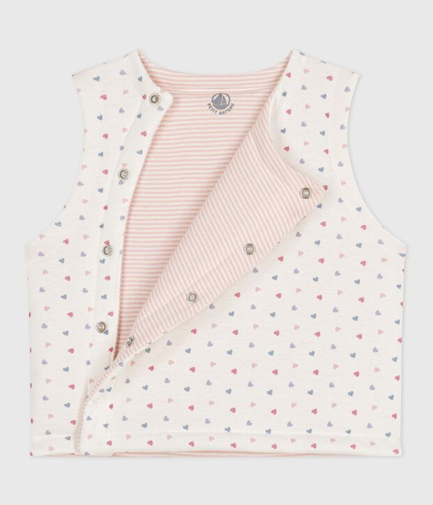 Chaleco reversible de algod&oacute;n estampado para beb&eacute; blanco/multicolor