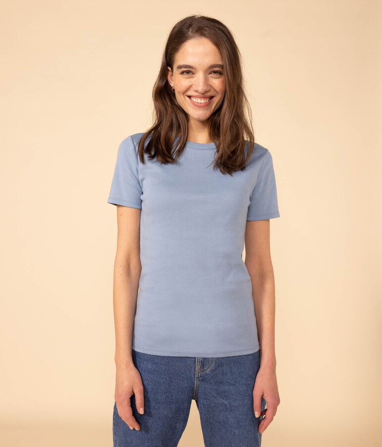 Camiseta L'ICONIQUE de algod&oacute;n con cuello redondo para mujer azul