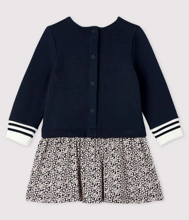 Vestido de manga larga para beb&eacute; ni&ntilde;a azul/blanco