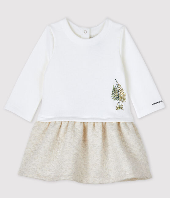 Vestido de bebé niña Petit Bateau x Deyrolle blanco MARSHMALLOW