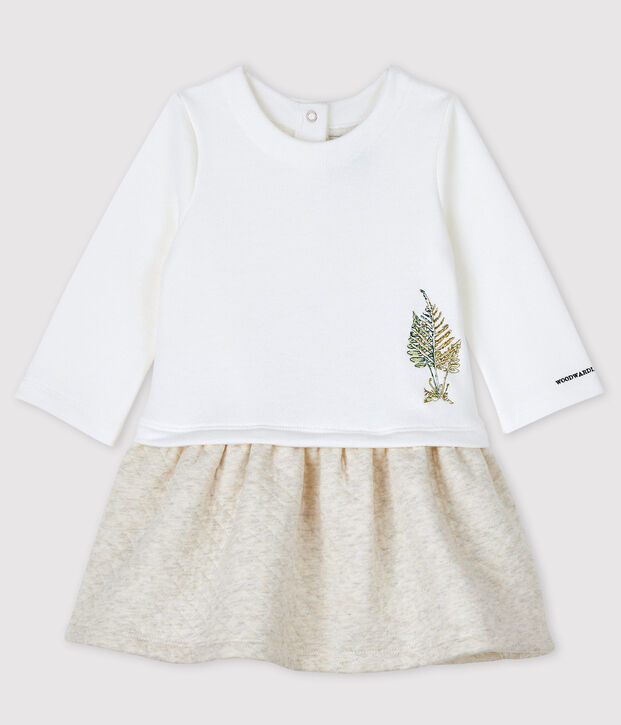 Vestido de beb&eacute; ni&ntilde;a Petit Bateau x Deyrolle blanco