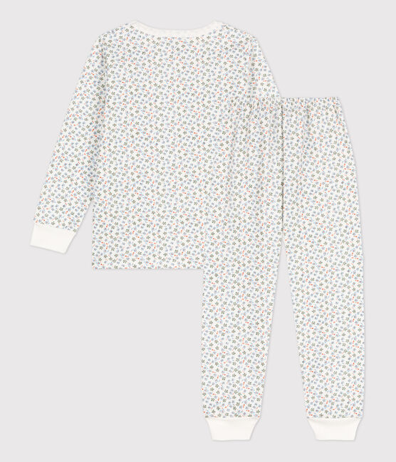 Pijama de felpa con flor para niña blanco MARSHMALLOW/blanco MULTICO