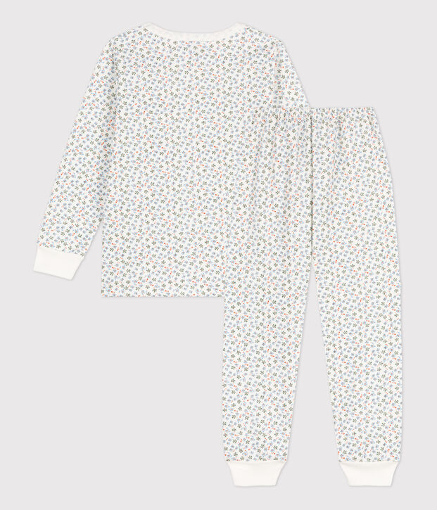 Pijama de felpa con flor para ni&ntilde;a blanco/multicolor