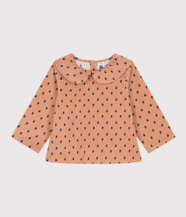 Blusa de terciopelo de manga larga para beb&eacute; rosa/multicolor