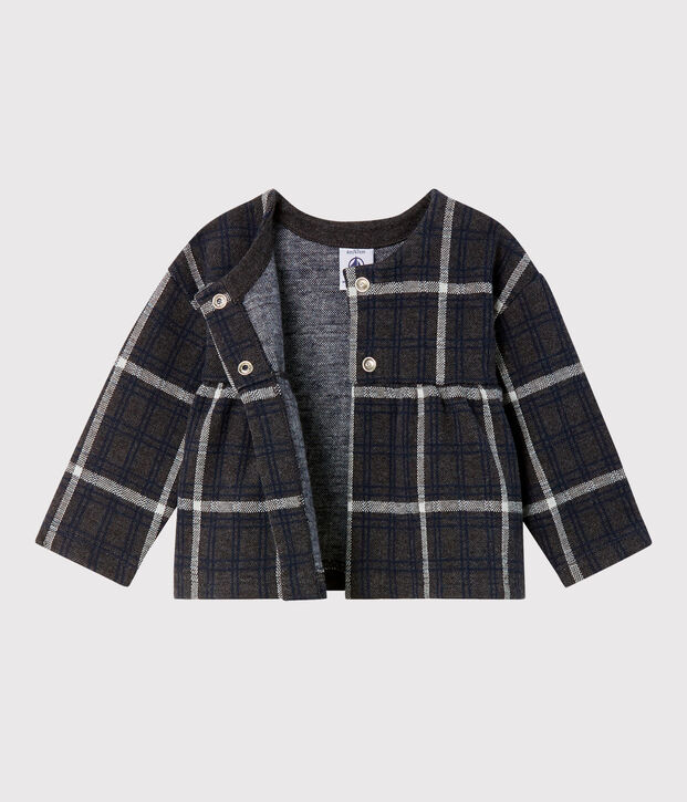 C&aacute;rdigan de cuadros para beb&eacute; ni&ntilde;a gris/multicolor