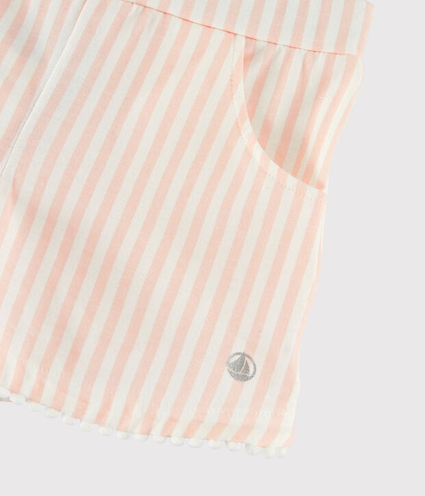 Pantal&oacute;n corto de punto de ni&ntilde;a rosa/blanco