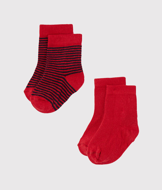 Lote de 2 pares de calcetines de bebé niña lisos + rayados SPECIAL LOT 00