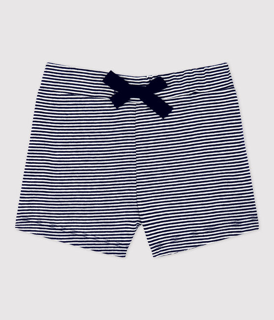 Shorts milrayas de algodón ecológico para bebé azul SMOKING/blanco MARSHMALLOW
