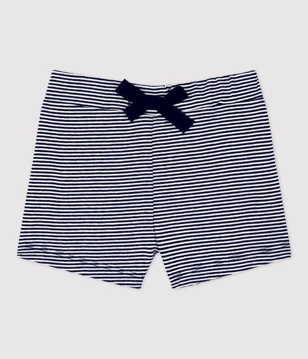 Shorts milrayas de algod&oacute;n ecol&oacute;gico para beb&eacute; azul/blanco