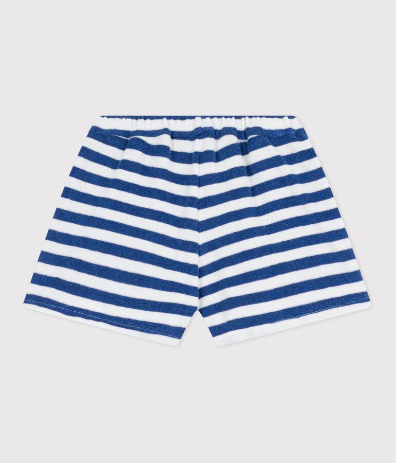 Shorts infantiles de algod&oacute;n a rayas azul/blanco