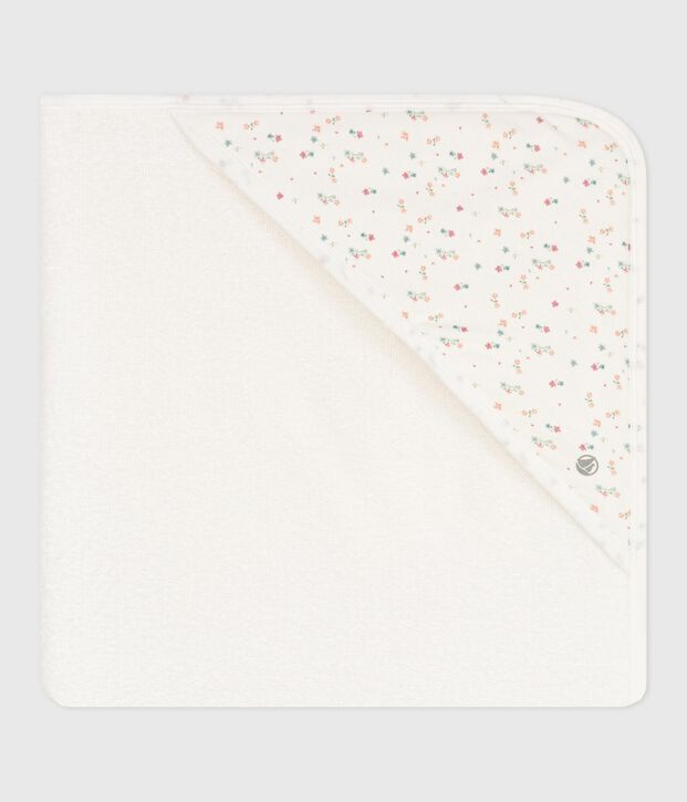 Capa de ba&ntilde;o de algod&oacute;n para beb&eacute; blanco/multicolor