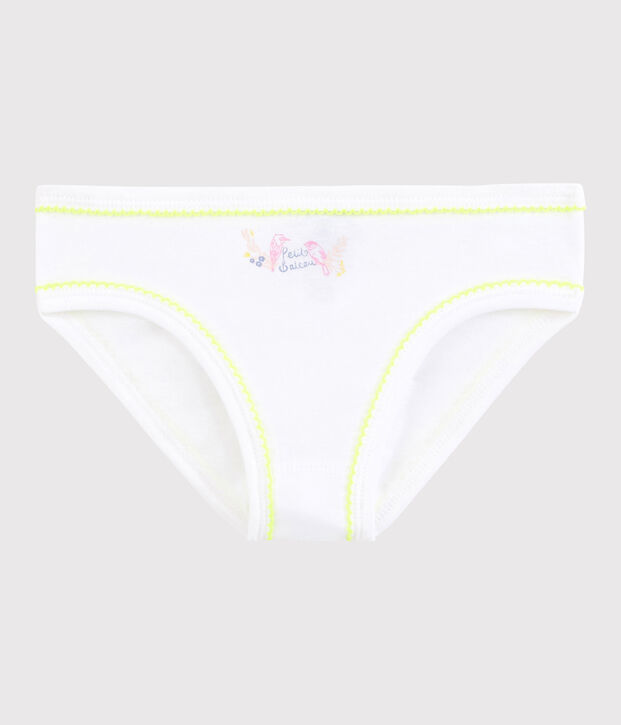 Braguita de ni&ntilde;a de algod&oacute;n blanco/amarillo