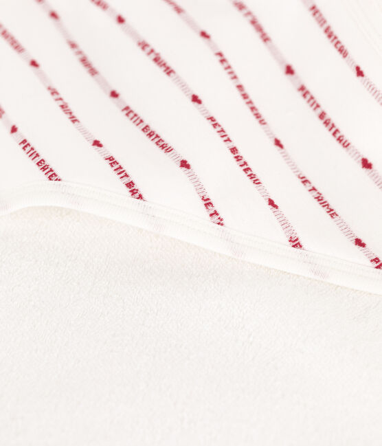 Capa de baño de algodón para bebé blanco MARSHMALLOW/rojo TERKUIT