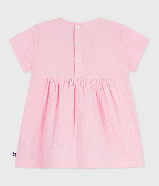 Vestido liso de algod&oacute;n de manga corta para beb&eacute; MARQUISE