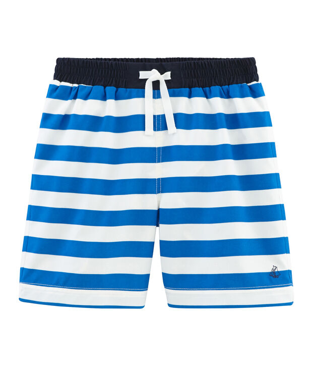Shorts de playa infantiles para ni&ntilde;o azul/blanco