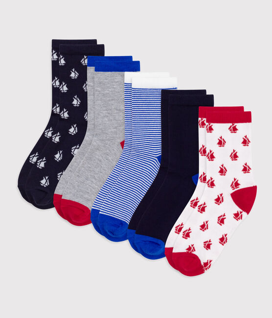 5 pares de calcetines infantiles de algodón con estampado de barcos variante 1
