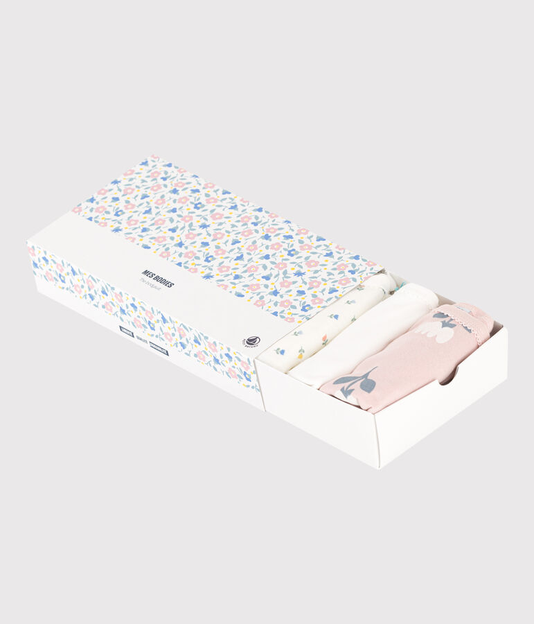 Juego de 5 bodis de tirantes de algod&oacute;n con flores variante 1