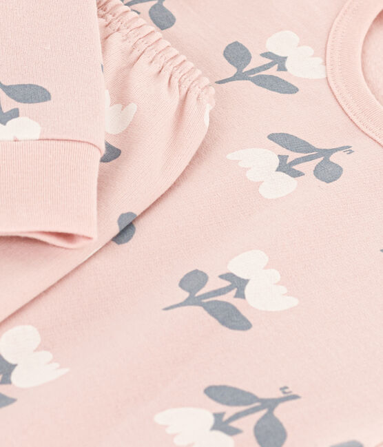 Pijama de felpa con tulipanes para niña rosa SALINE/blanco MULTICO