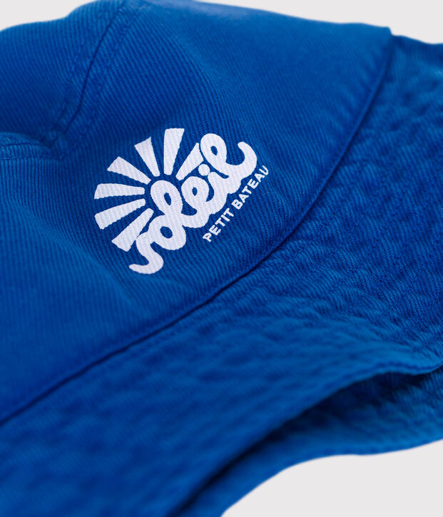 Gorro bucket infantil de algod&oacute;n liso azul
