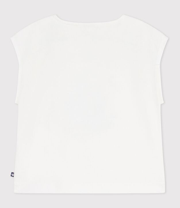 Camiseta infantil de manga corta de algod&oacute;n blanco