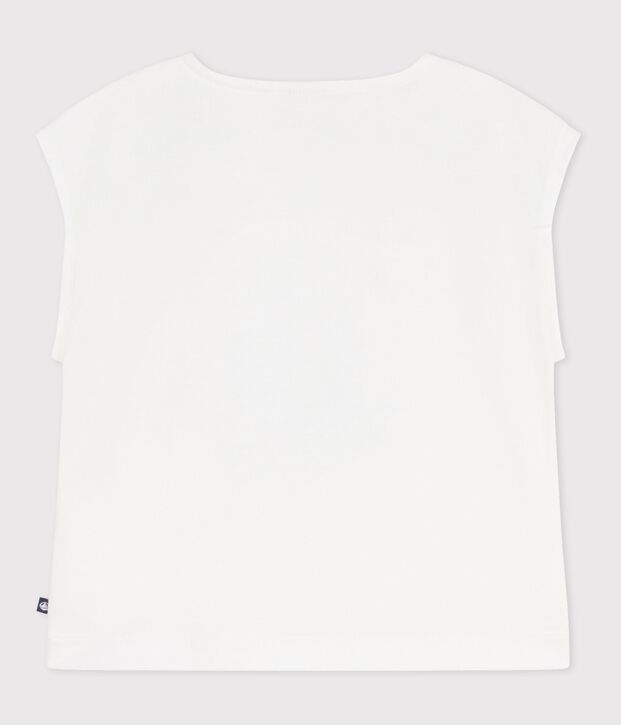 Camiseta infantil de manga corta de algod&oacute;n blanco