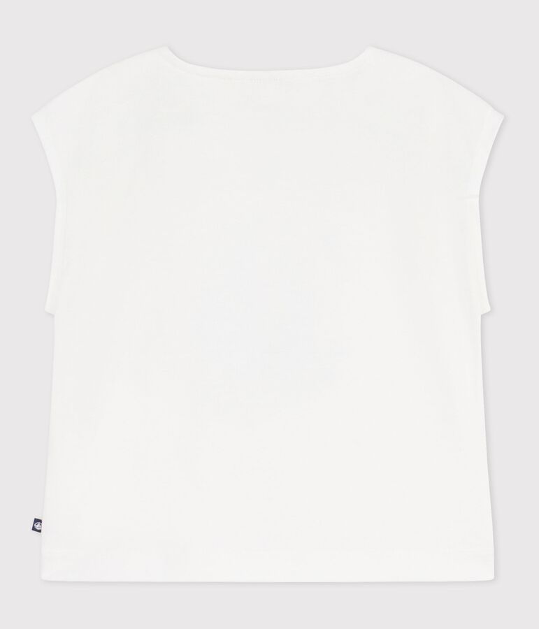 Camiseta infantil de manga corta de algod&oacute;n blanco