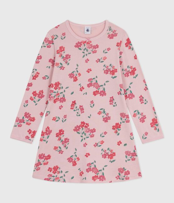 Camisón infantil de algodón con estampado de flores rosa JOLI/blanco MULTICO