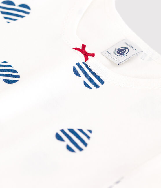 Camisón infantil de algodón con estampado de corazones blanco MARSHMALLOW/blanco MULTICO