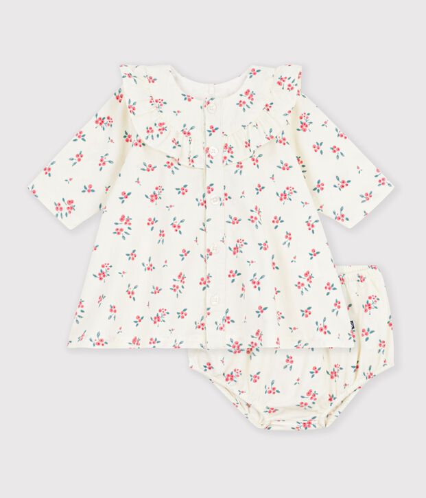 Vestido de algod&oacute;n con estampado de flores para beb&eacute; crudo/multicolor