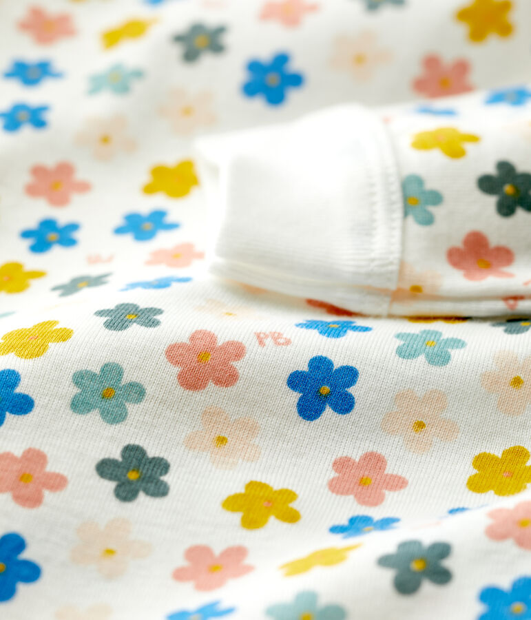 Pelele sin pies fosforescente de algod&oacute;n de beb&eacute; blanco/multicolor