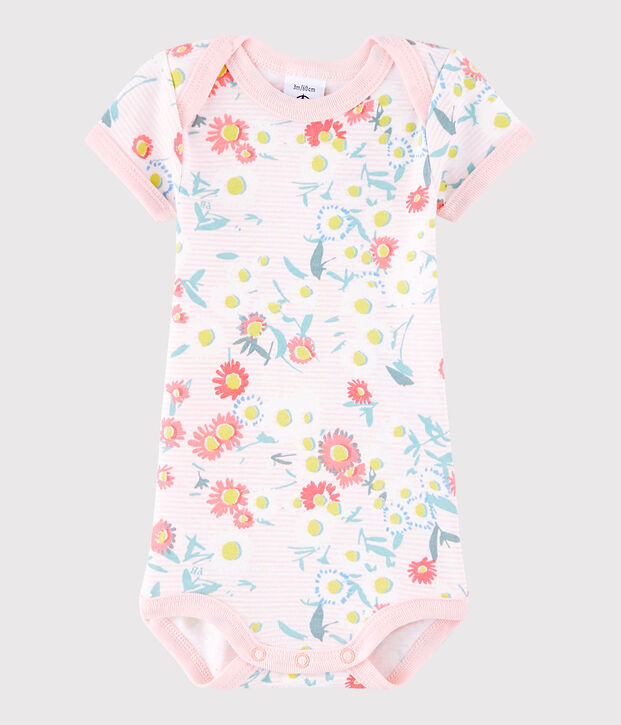 Body manches courtes b&eacute;b&eacute; fille blanco/rosa