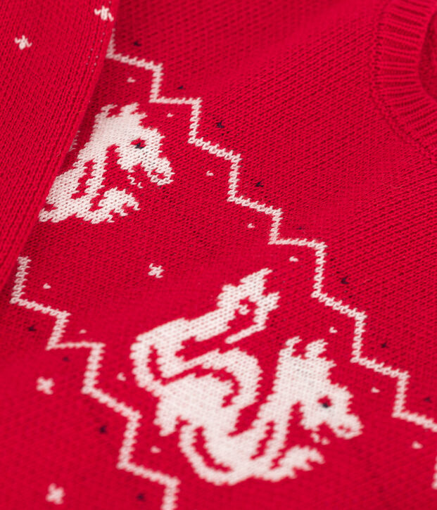 Jersey de lana y algod&oacute;n de ni&ntilde;o rojo/multicolor