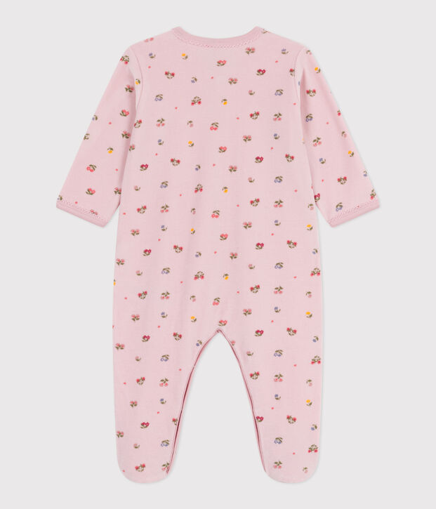 Pijama de terciopelo con estampado de flores para beb&eacute; rosa/multicolor
