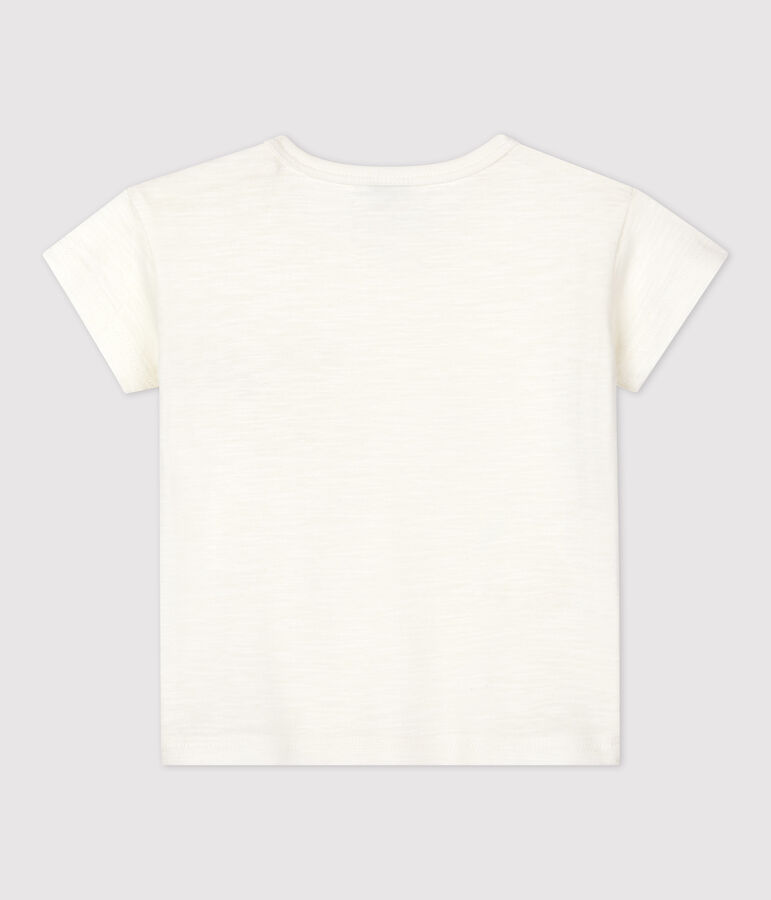 Camiseta de manga corta lisa de jersey de beb&eacute; blanco