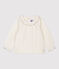 Blusa de algodón de bebé. blanco MARSHMALLOW/gris ARGENT